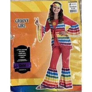 Groovy Hippie Girl Costume 70's Flower Child Child's Size Medium 8-10